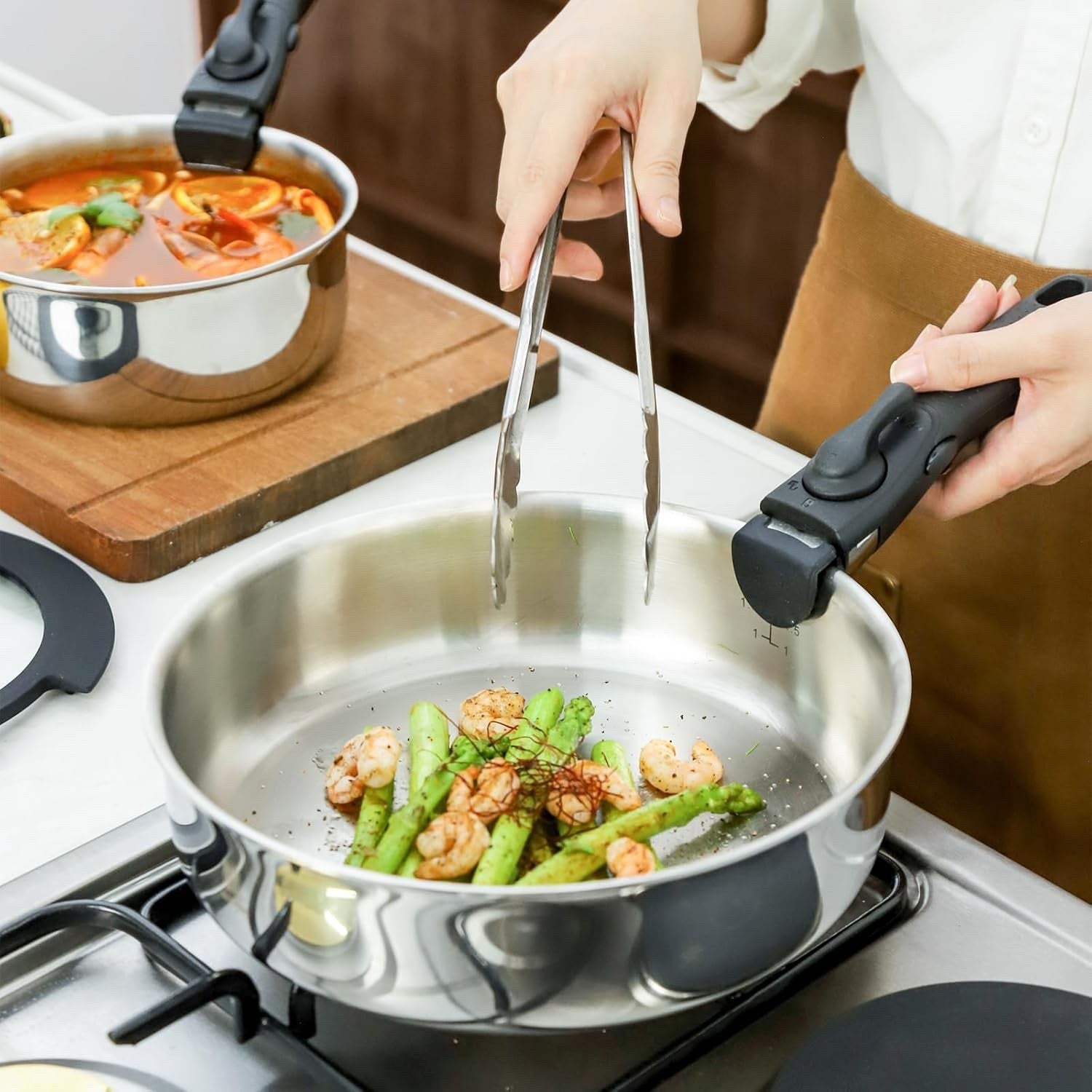 20Pcs Stainless Steel Cookware Set with Steamer, Frying & Sauté Pans