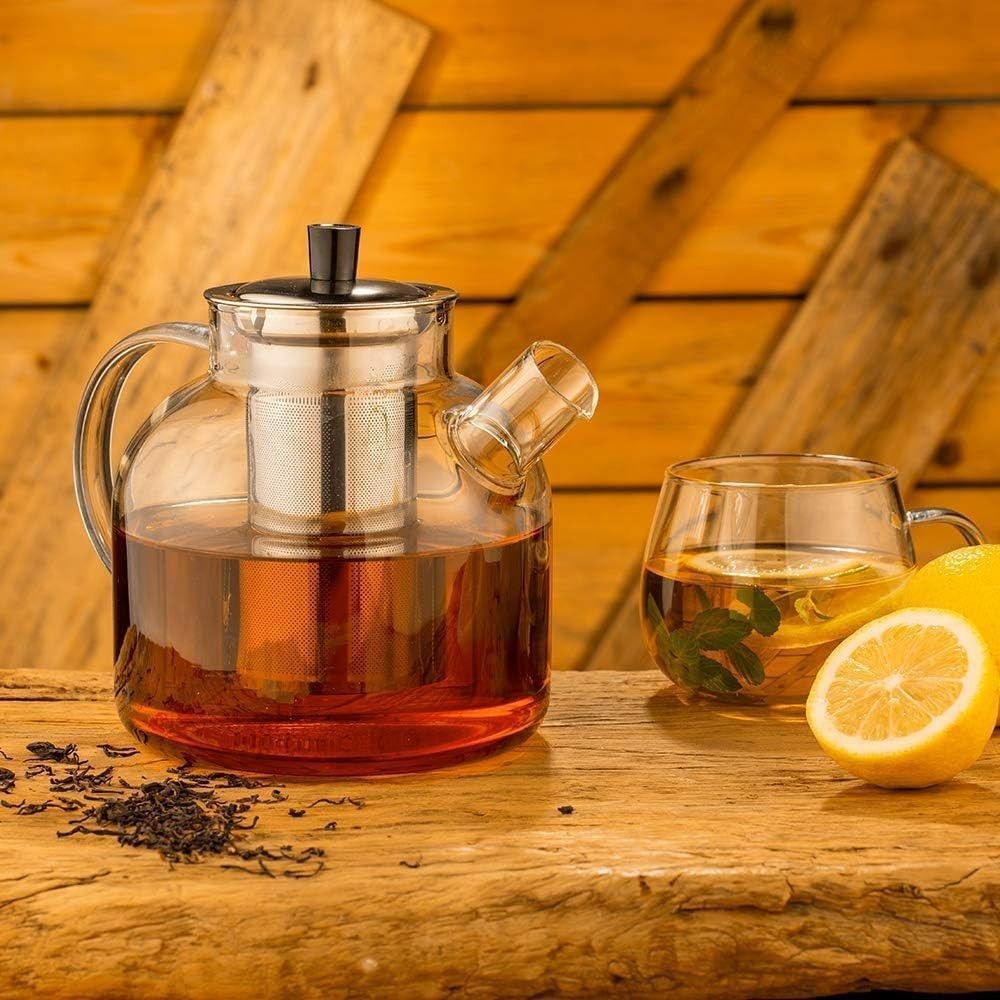 Glass Teapot 800ml w/ Stainless Steel Infuser Stovetop Safe Tea Pot