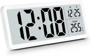 Large Digital Wall Clock Big Display Temp Date 12/24Hr Battery Powered Home