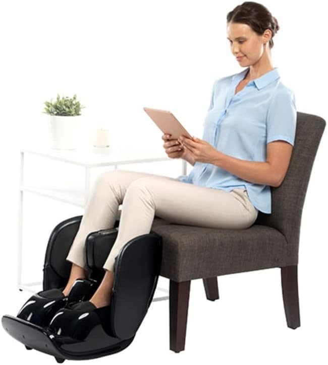 Foot & Calf Massager Heated Shiatsu Vibration Kneading Jet Black