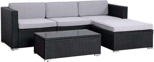 Outdoor Rattan Garden Sofa Set 5-Piece Patio Lounge Furniture with Cushions