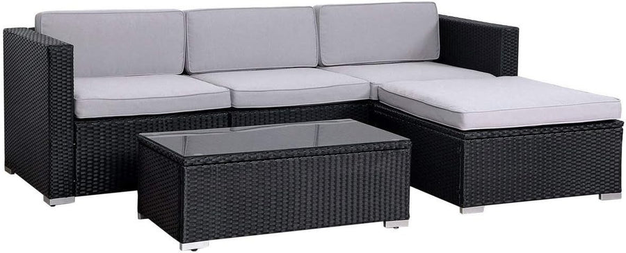 Outdoor Rattan Garden Sofa Set 5-Piece Patio Lounge Furniture with Cushions