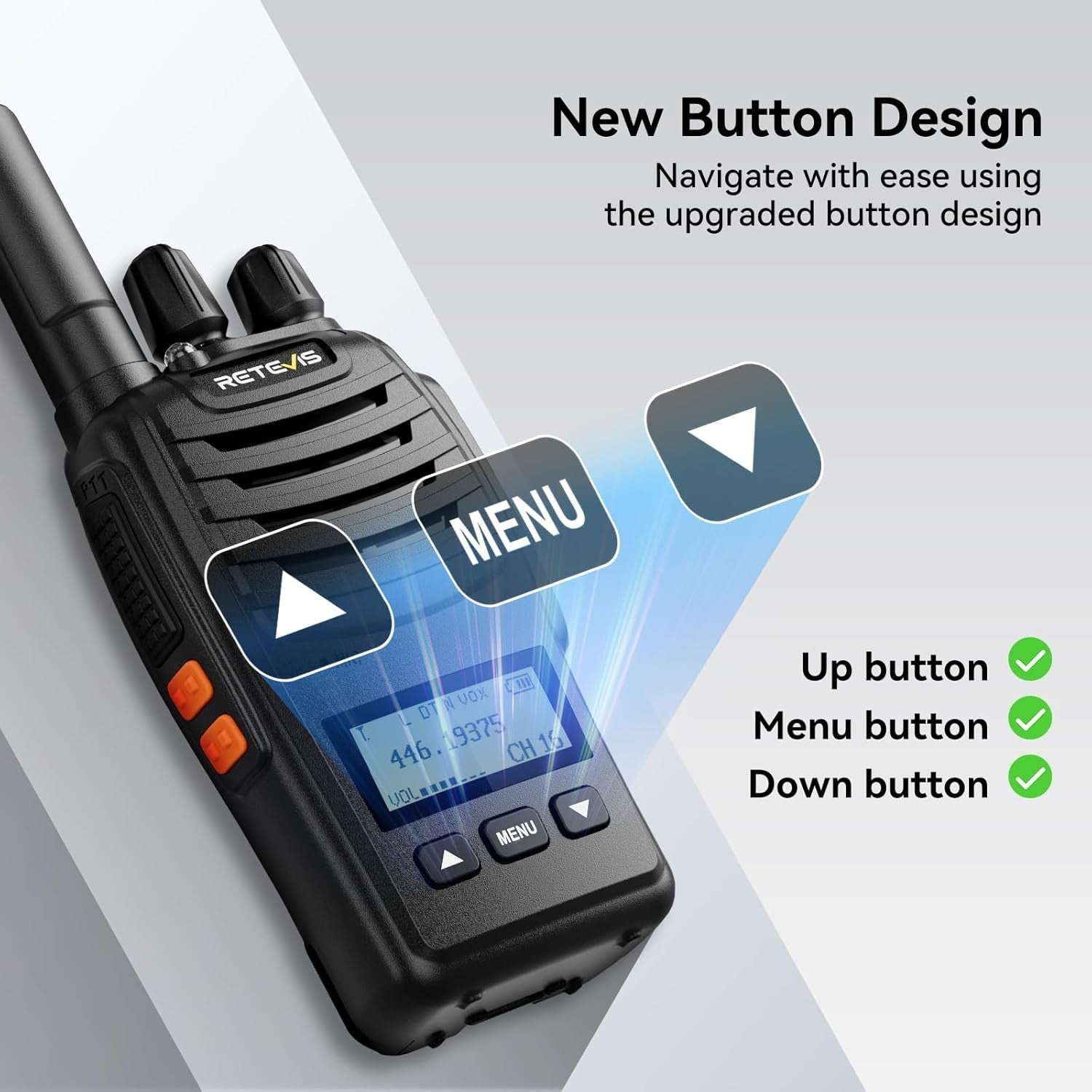 PMR446 Walkie Talkie LCD Screen Type-C Rechargeable VOX Radio
