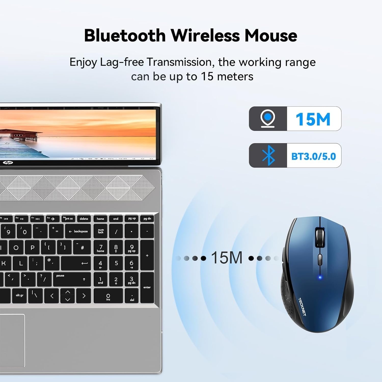 Bluetooth Wireless Mouse 4800 DPI Silent Ergonomic Cordless for Laptop PC