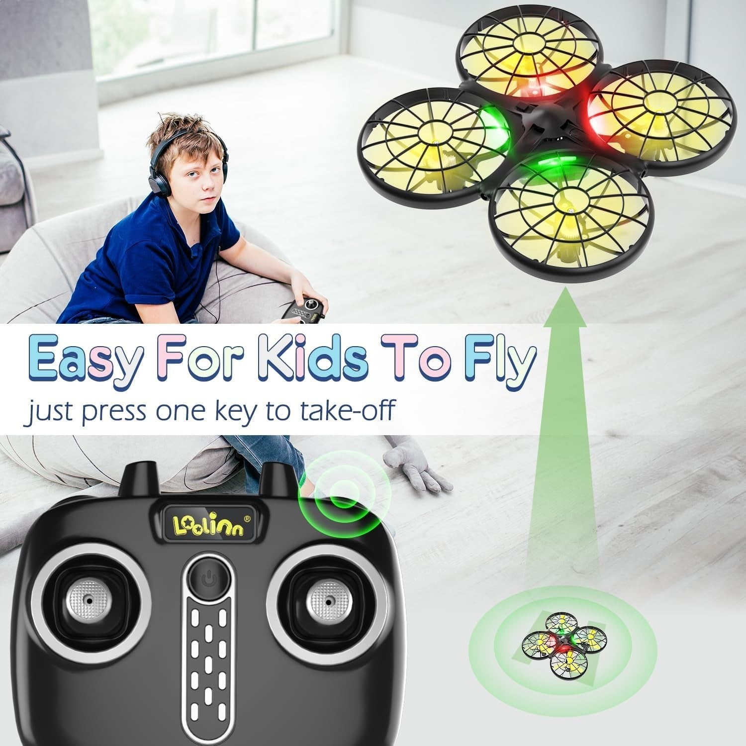 Mini Drone for Kids Gift Safe Hand Control RC Toy Auto Collision 360 Flip 20min
