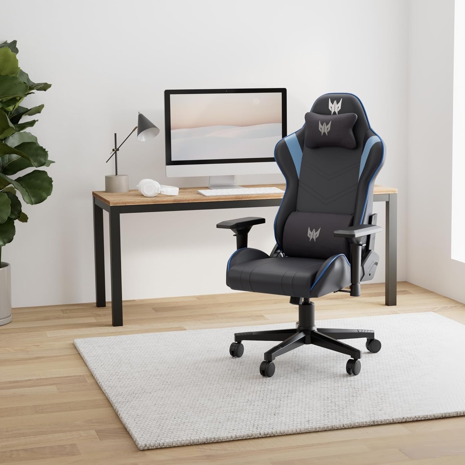 Ergonomic Gaming Chair 4D Armrests Reclining Back PVC Leather