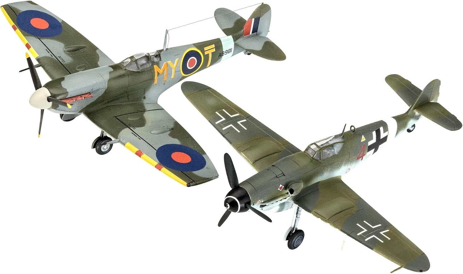 1:72 Scale Bf109G-10 & Spitfire Military Aircraft Model Kit Unpainted