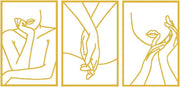 3Pcs Gold Female Body Line Metal Wall Art Decor