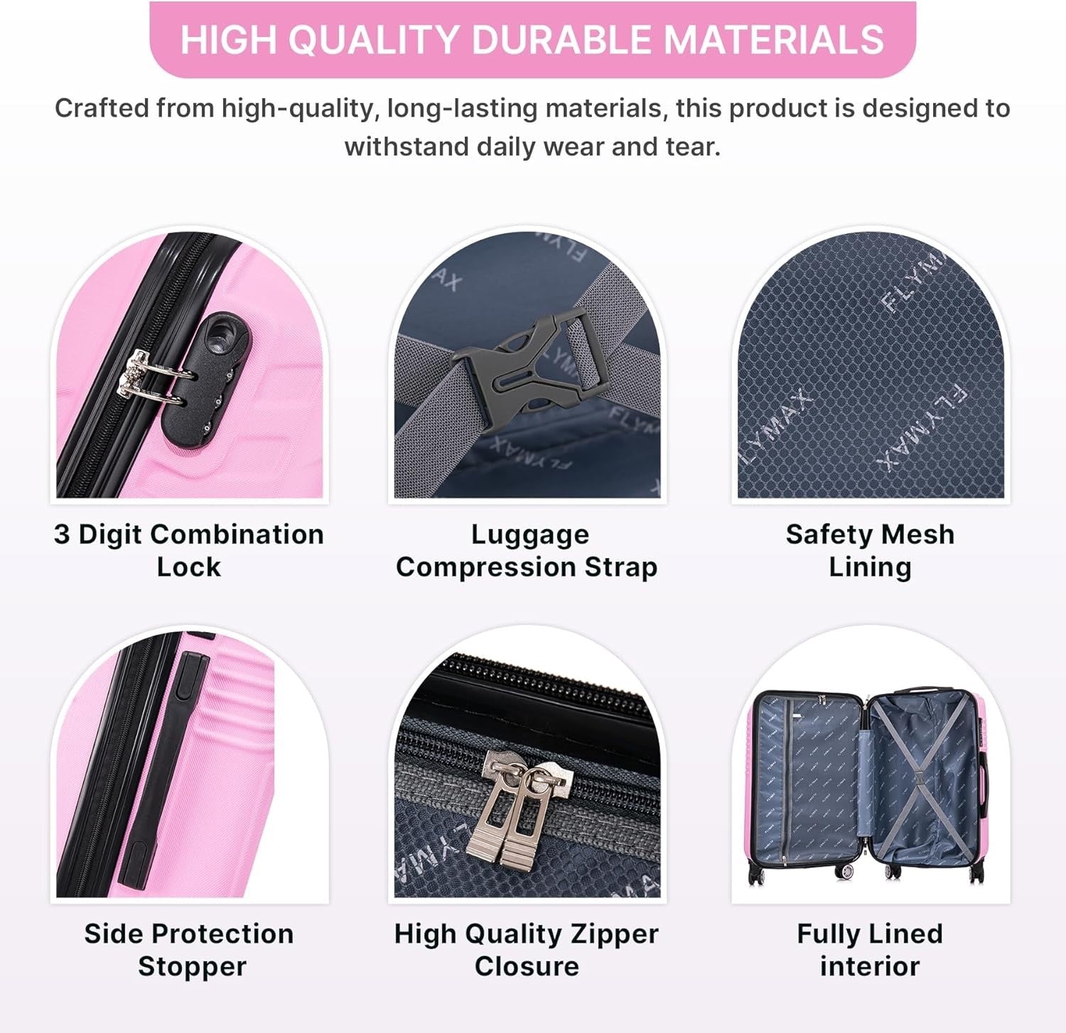 29'' Large Check In Suitcase Hard Shell Lightweight 4 Spinner Wheels Lock Pink