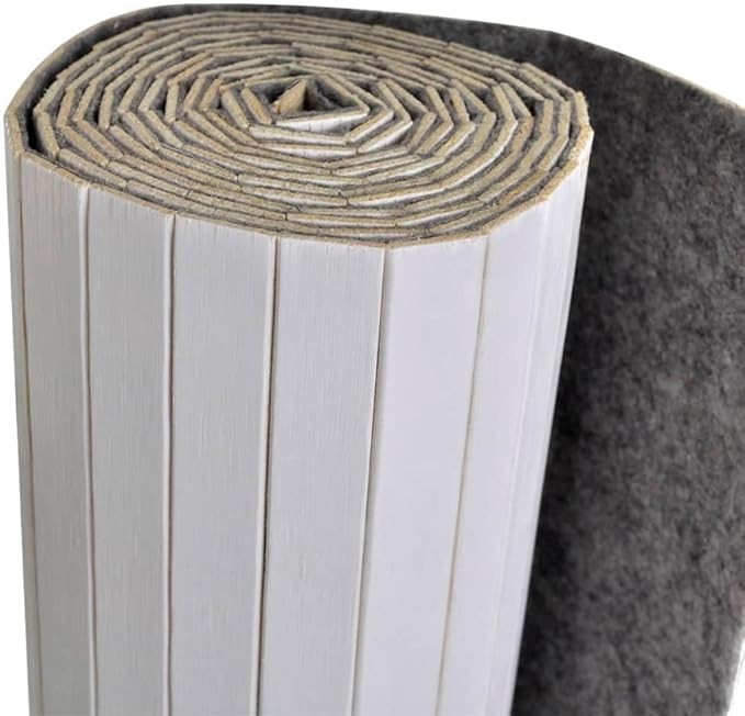 White Bamboo Room Divider 250x165cm Roll-Up Privacy Screen for Bedroom Office