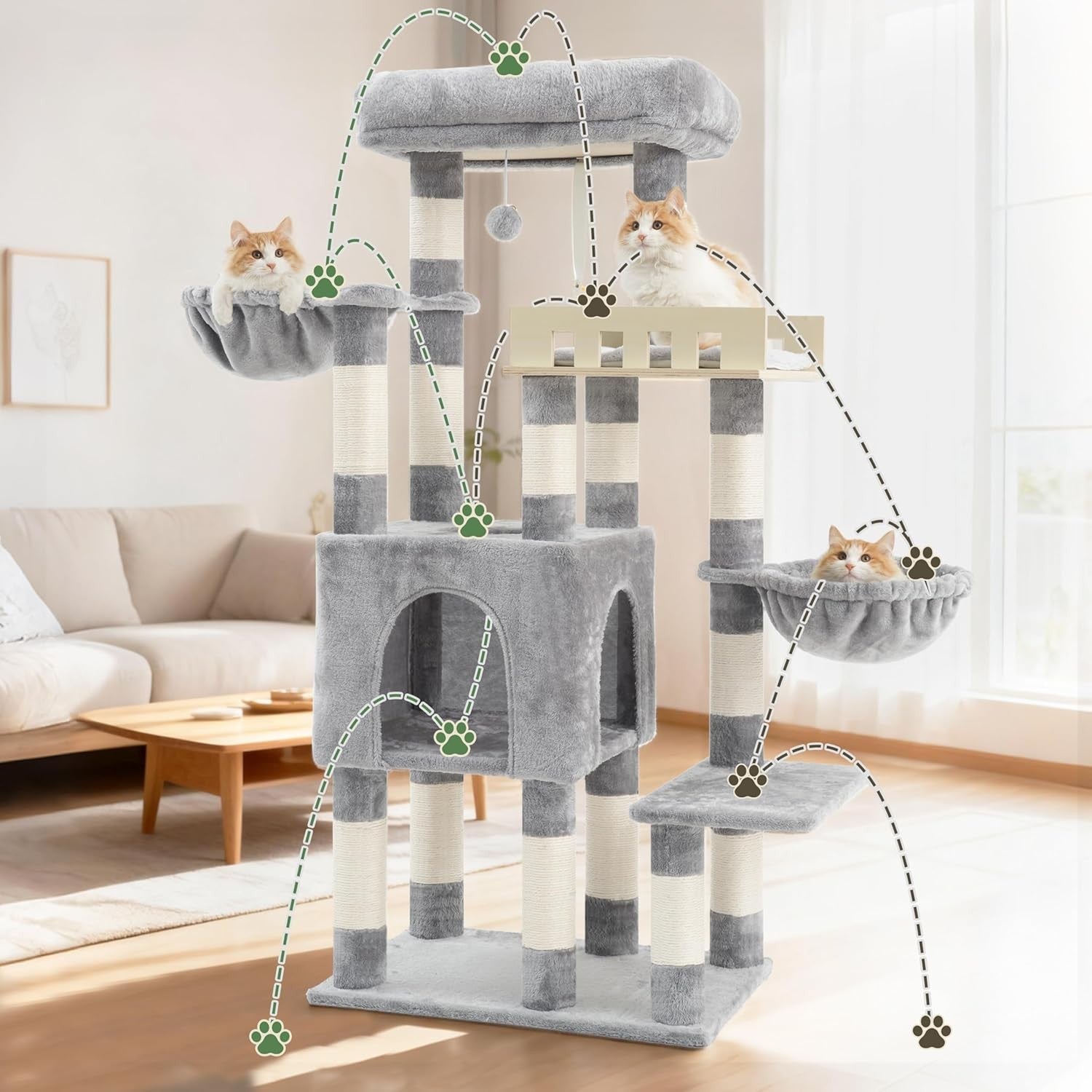 Heavy Duty Cat Tree Tower Large Cats Condo Hammock 14 Scratching