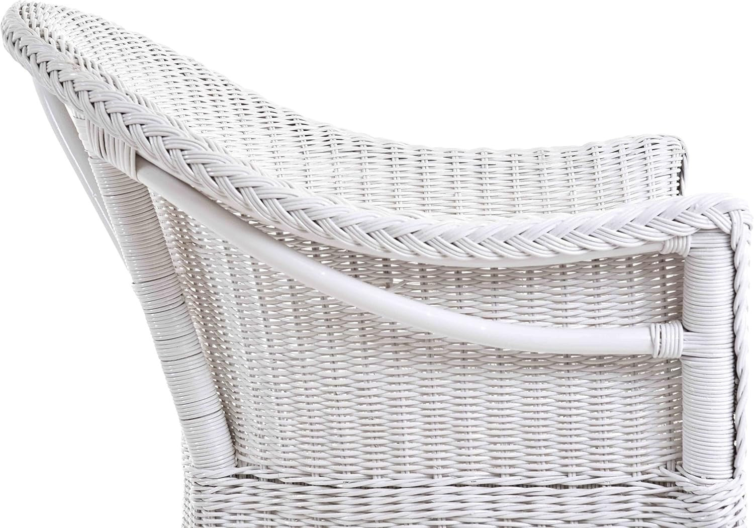 White Rattan Armchair Padded Country Wicker Lounge Chair Indoor Conservatory