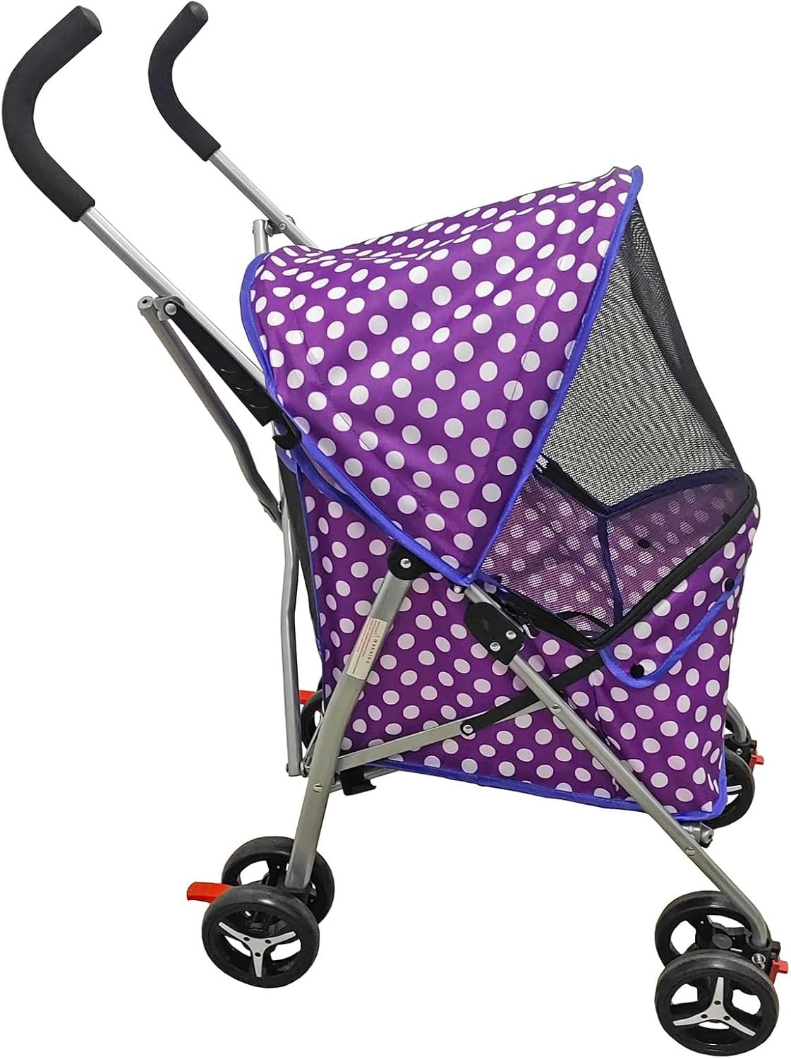 Pet Travel Stroller Dog Cat Pushchair Foldable Swivel Wheels 15kg Purple