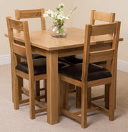 90x90cm Oak Dining Table Set 4 Chairs Brown Ladder Back Solid Wood