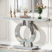 Modern Mirrored Console Table 110cm, Elegant Glass Display for Hallway