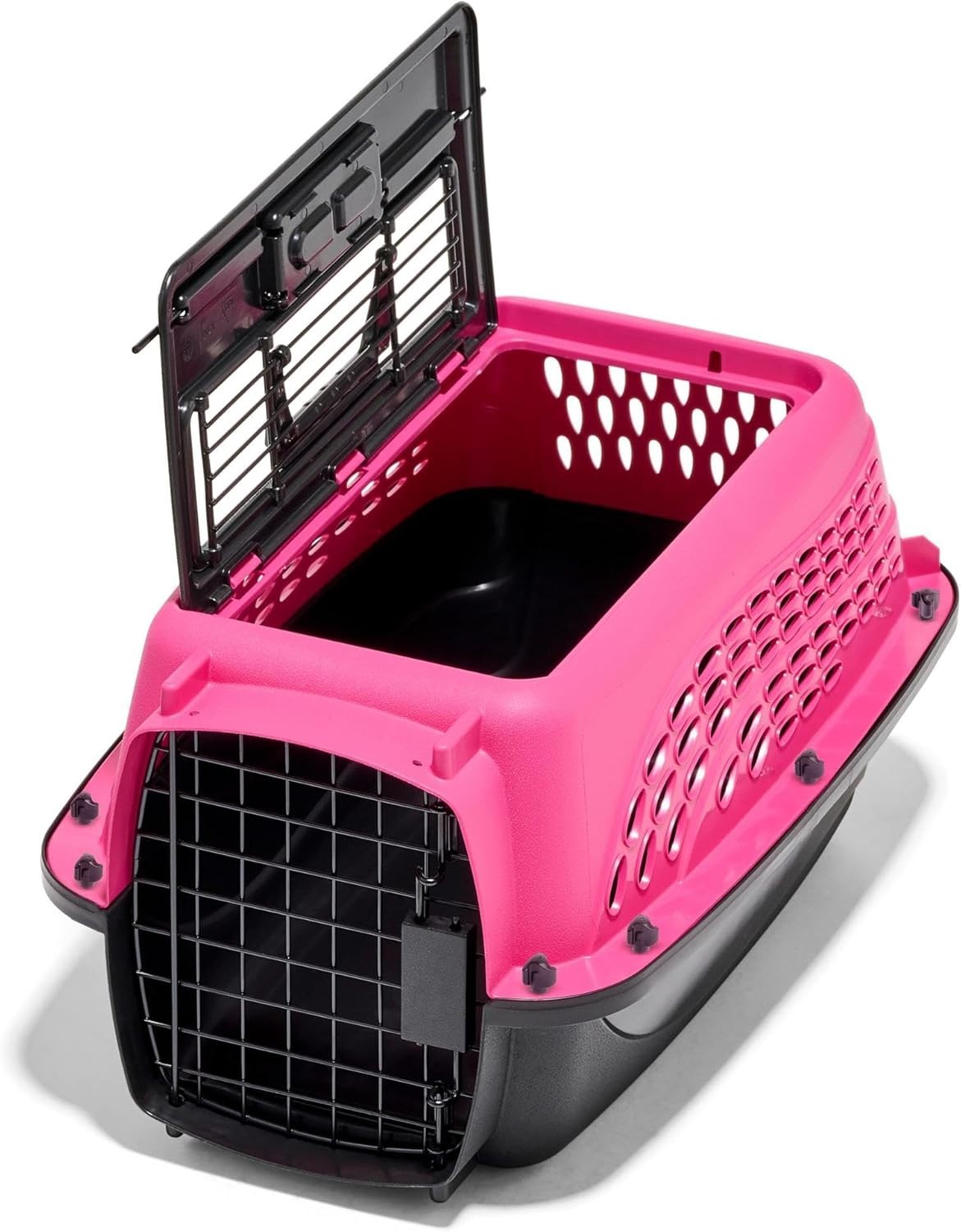 Small Cat Carrier Crate Travel Box 2 Door Top Load Pet Kennel Lockable Pink