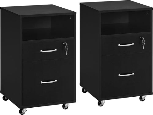 2pc Mobile Filing Cabinet Set 2 Drawer A4 Letter Printer Stand
