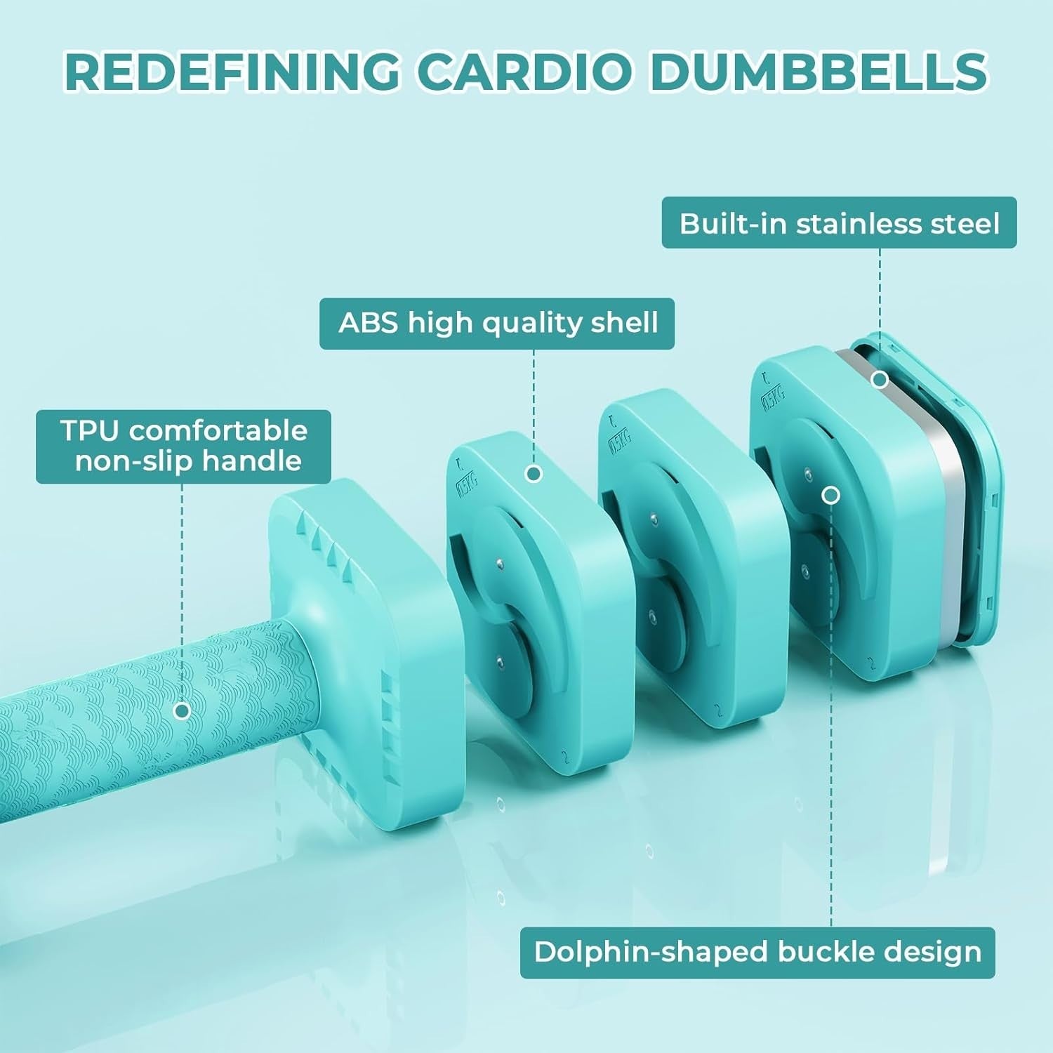 5KG Adjustable Dumbbells Pair 4-in-1 Compact Non-Slip Home Fitness