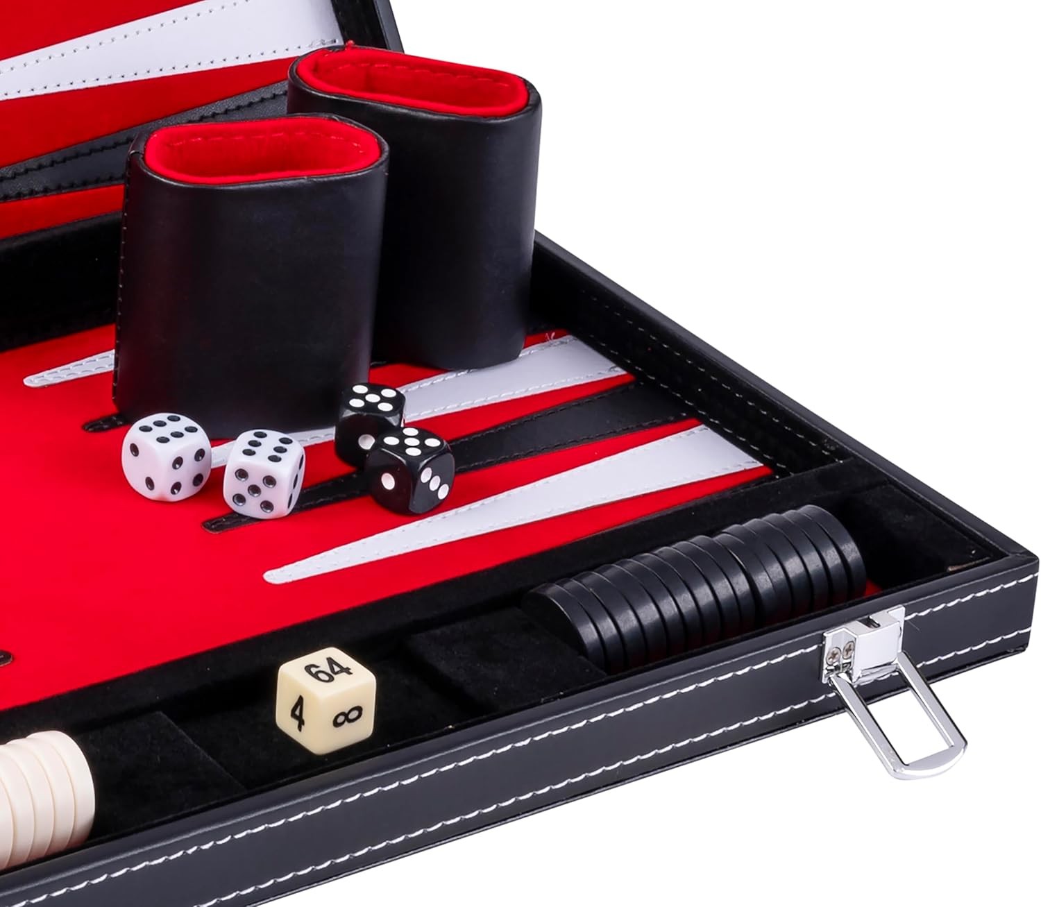 15” Backgammon Set Luxury Faux Leather Attache Case Travel Board Game