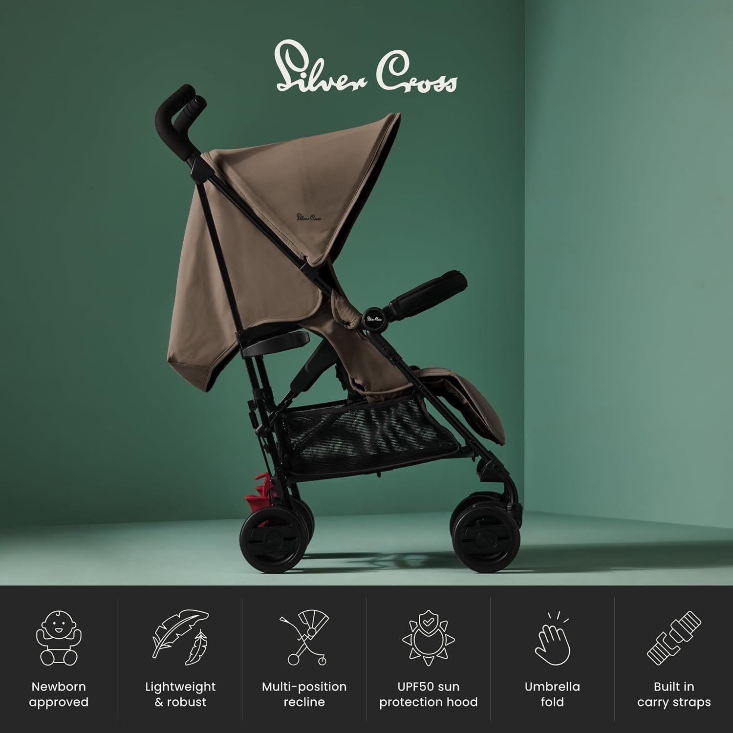 Foldable Travel Pushchair Lie-Flat Buggy Lightweight Recline 0–4Y 22kg