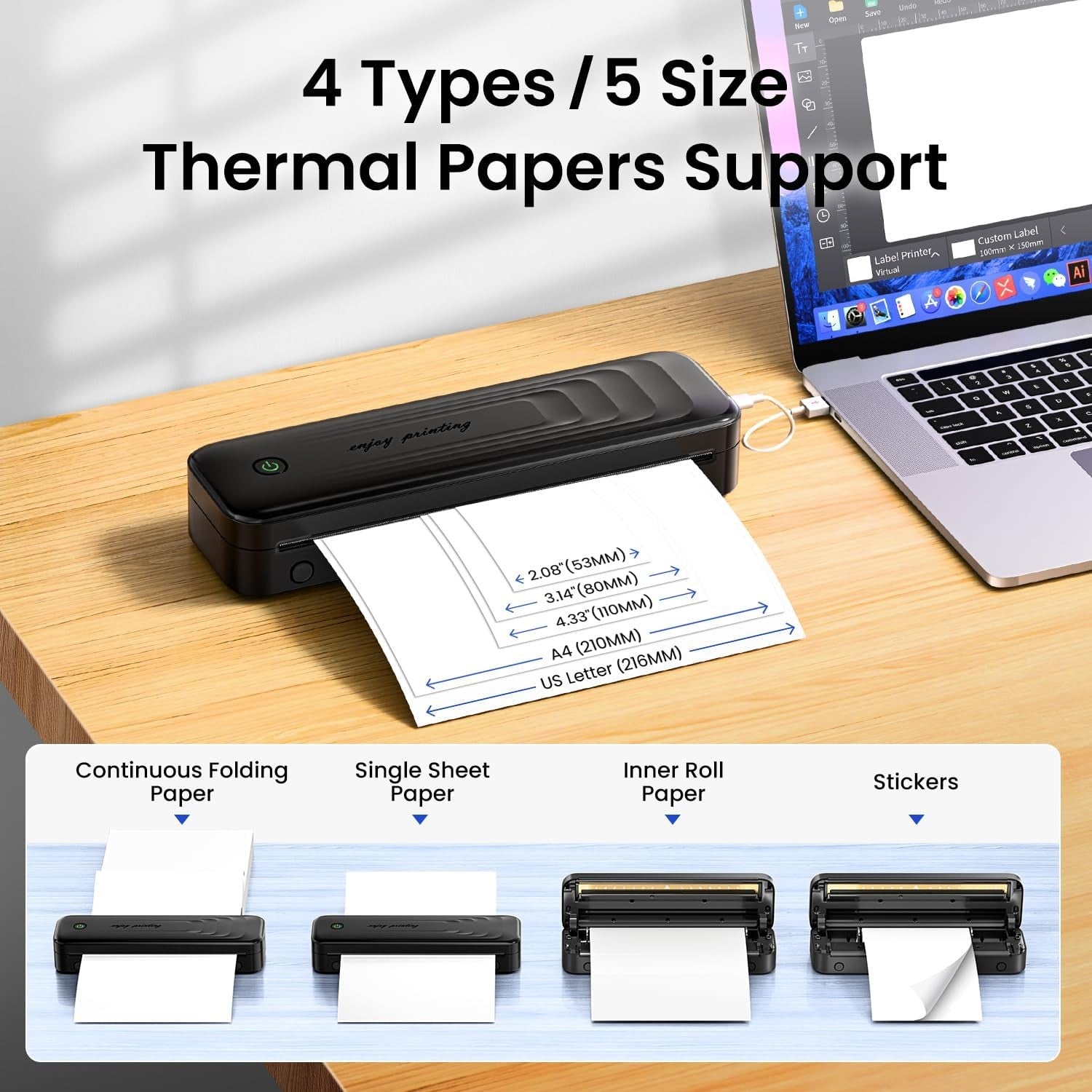 Portable A4 Thermal Printer Bluetooth Mobile Printer – TATTMUSE