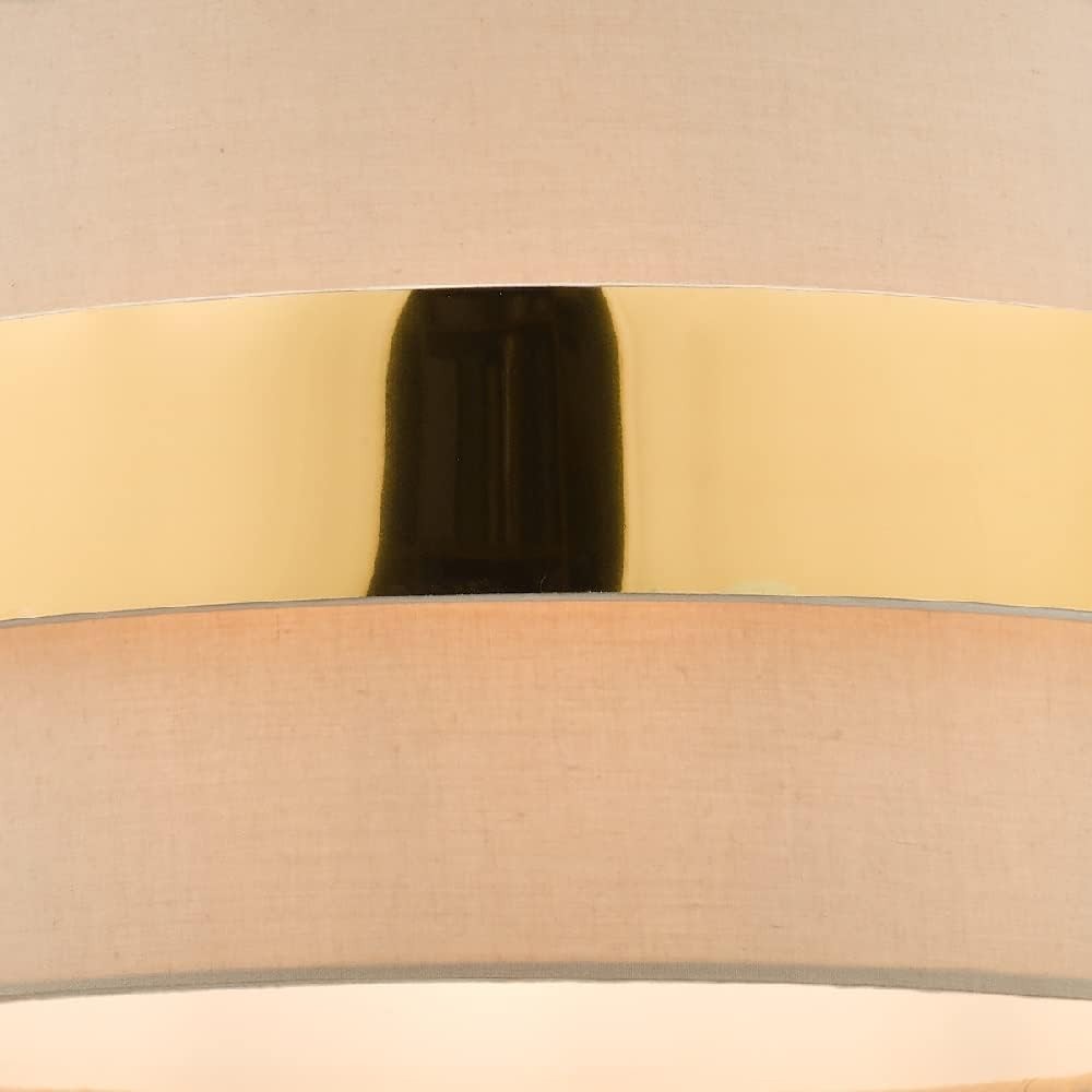 Taupe Drum Pendant Lampshade Gold Band Easy Fit Ceiling Shade 38cm