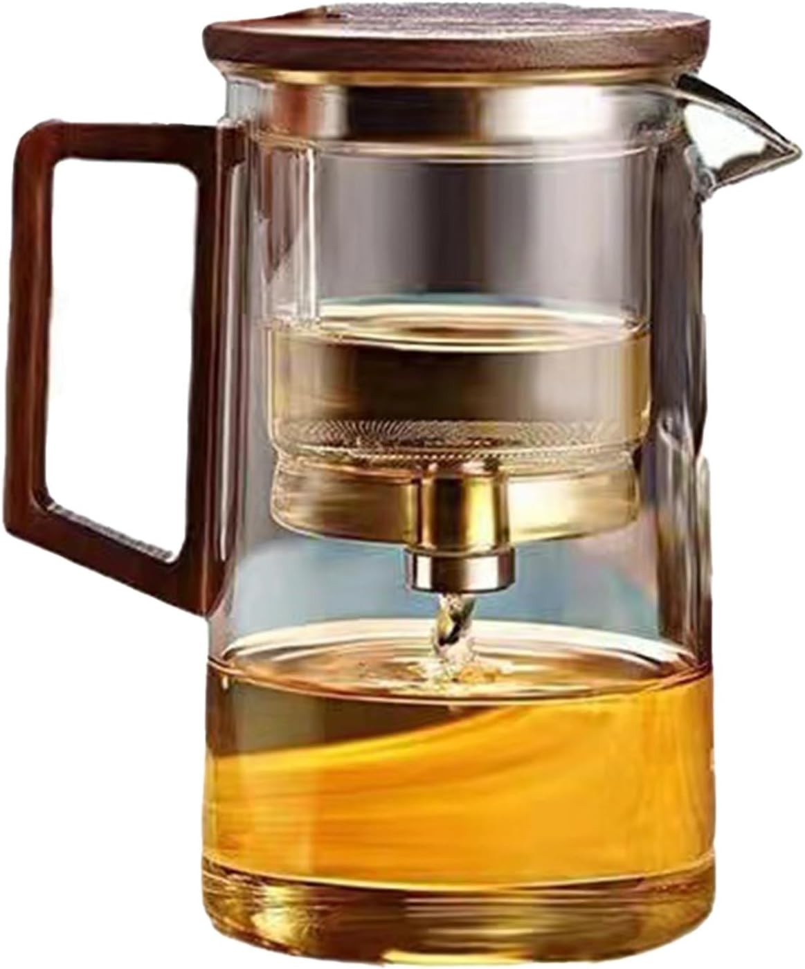 750ml Glass Teapot with Infuser Wooden Handle Loose Leaf Tea Maker