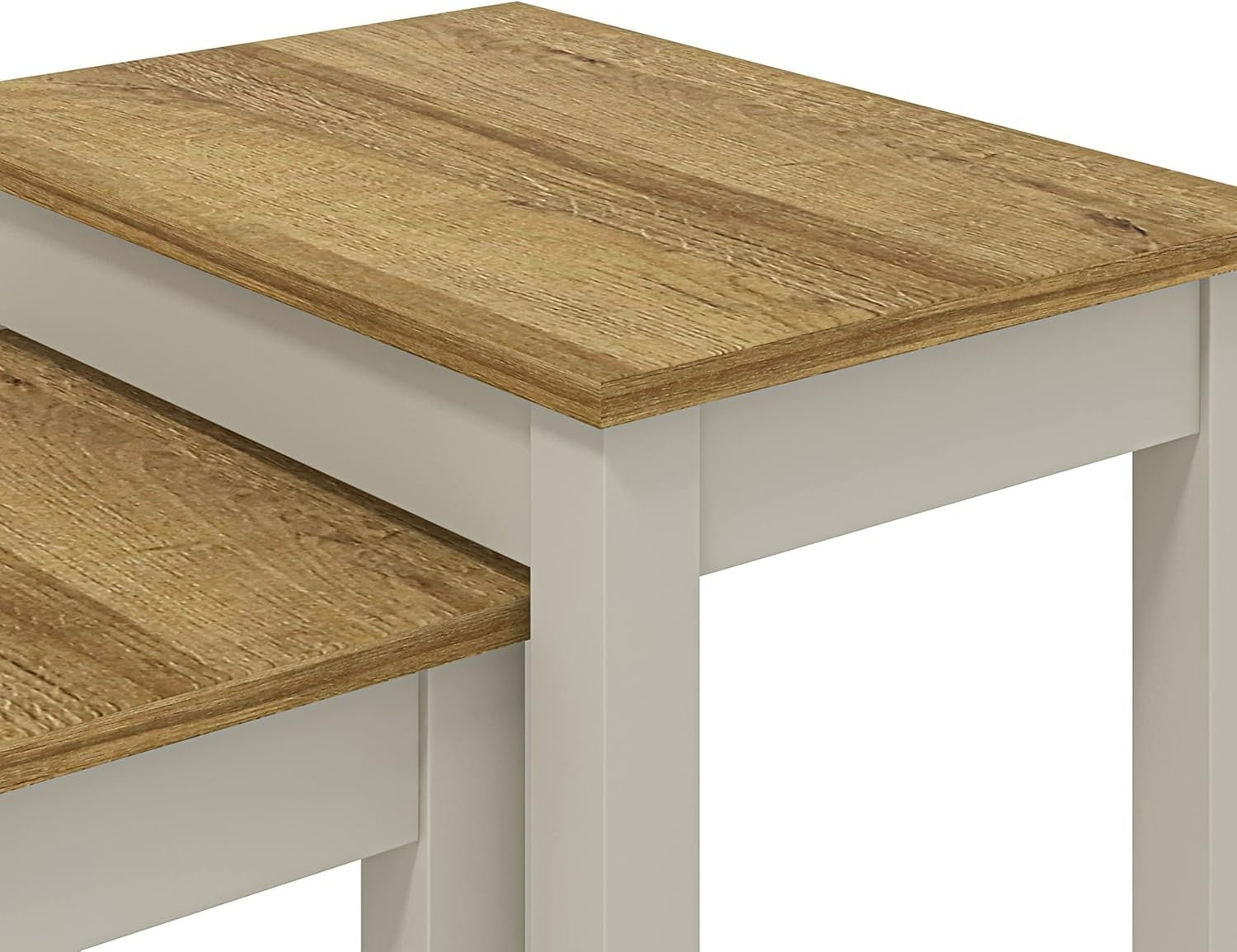 Nesting Side Tables Set of 2 Coffee End Table Wood Light Grey Small Space