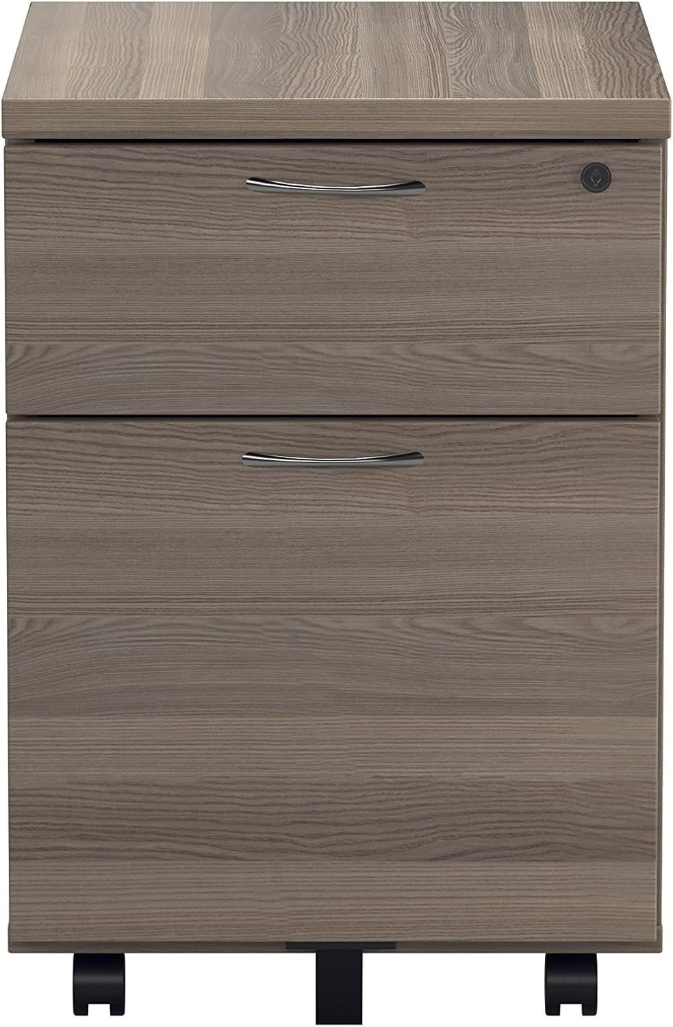 Lockable 2 Drawer Mobile Filing Cabinet Pedestal Office Storage Grey Oak