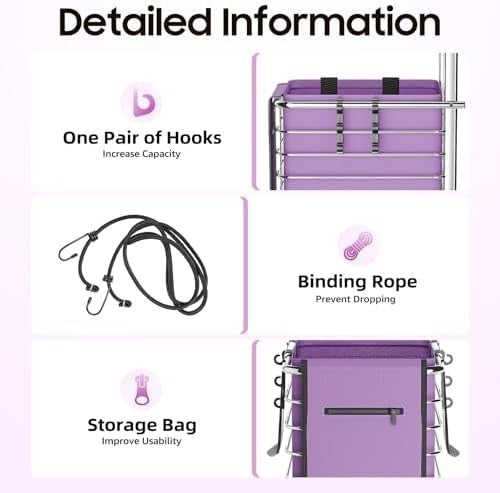 8 Wheel Folding Shopping Trolley 35L Waterproof Bag Lightweight Purple