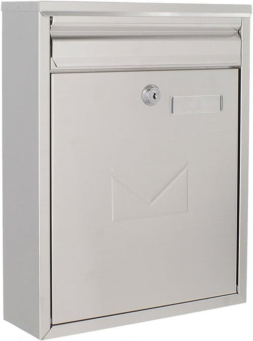 Lockable Stainless Steel Wall Mailbox Dual Slot Secure Post Box 320x250x85mm
