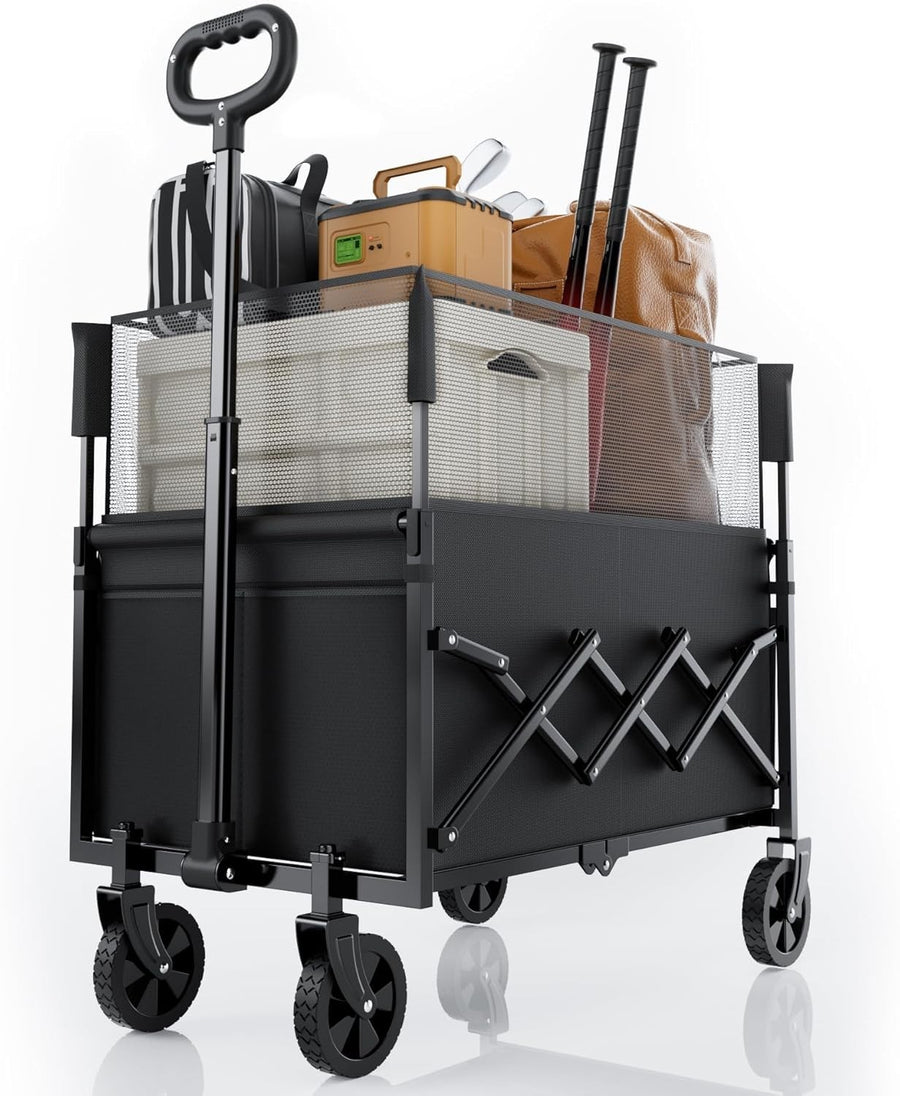 Heavy Duty Festival Camping Trolley 120L Folding Utility Wagon Cart with Wheels