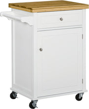 Kitchen Cart Storage Trolley Rolling Cabinet Drawer Towel Rail White