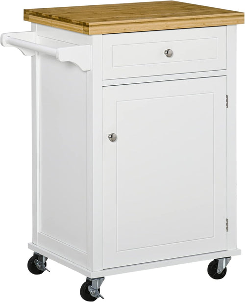Kitchen Cart Storage Trolley Rolling Cabinet Drawer Towel Rail White