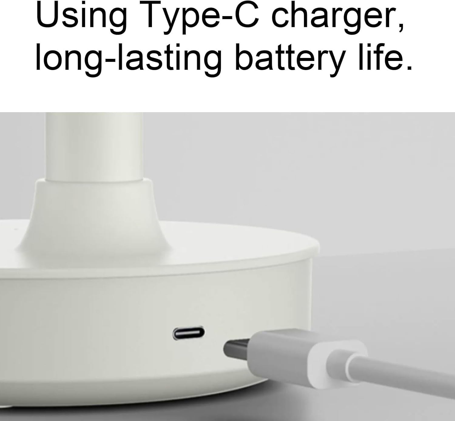 White Portable Table Fan – Lightweight USB Rechargeable 3-Speed Handheld Cooling