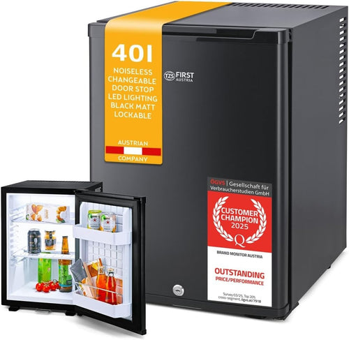 40L Mini Fridge Silent Lockable Compact LED Thermostat Freestanding