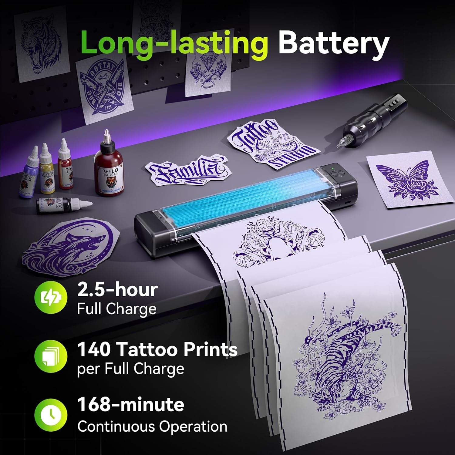 Itari A886 Tattoo Stencil Printer Bluetooth – 100pcs Thermal Transfer Kit