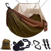 Camping Hammock with Mosquito Net, Portable Double/Single, Lightweight & Strong