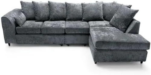 Grey 5-Seater Corner Sofa Right Hand L-Shape Alaska Fabric Modular Couch
