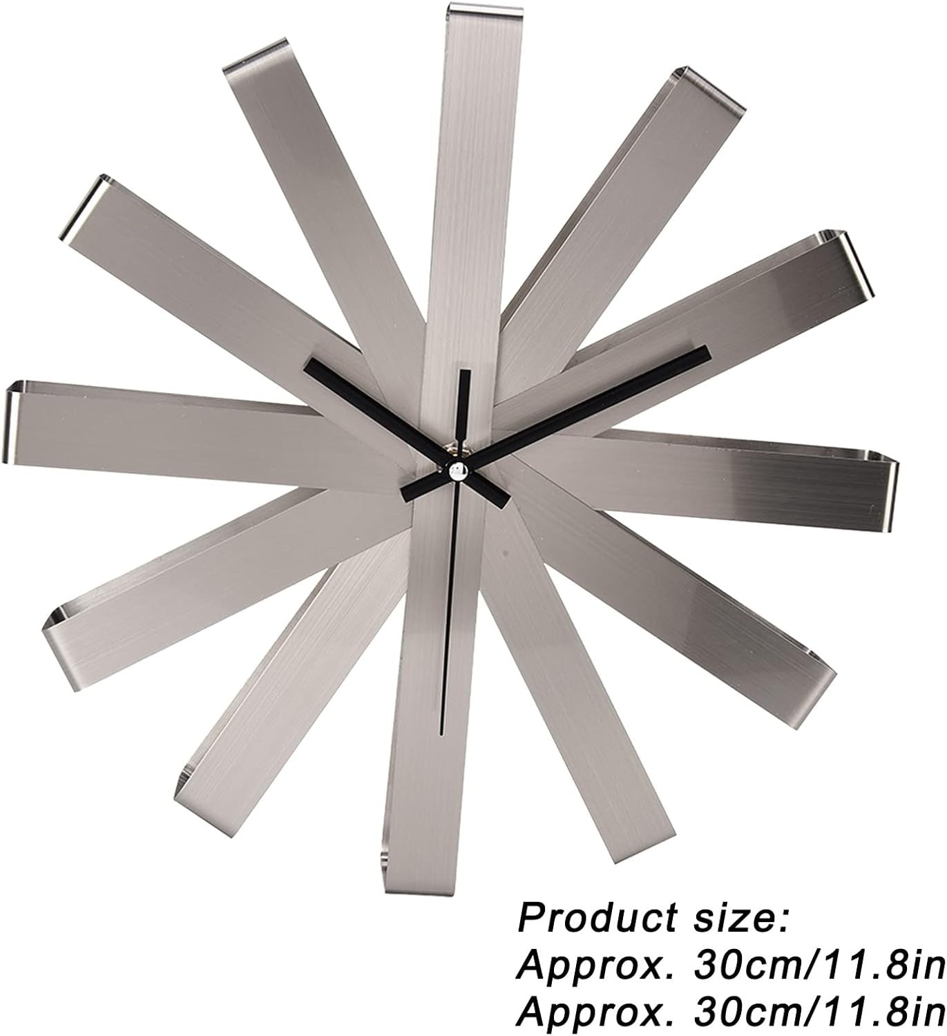 Modern Stainless Steel Wall Clock 11.8" Silent Non-Ticking Decorative Home Clock