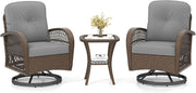 360° Swivel Rattan Patio Chairs Set w/Table Cushions Outdoor Garden