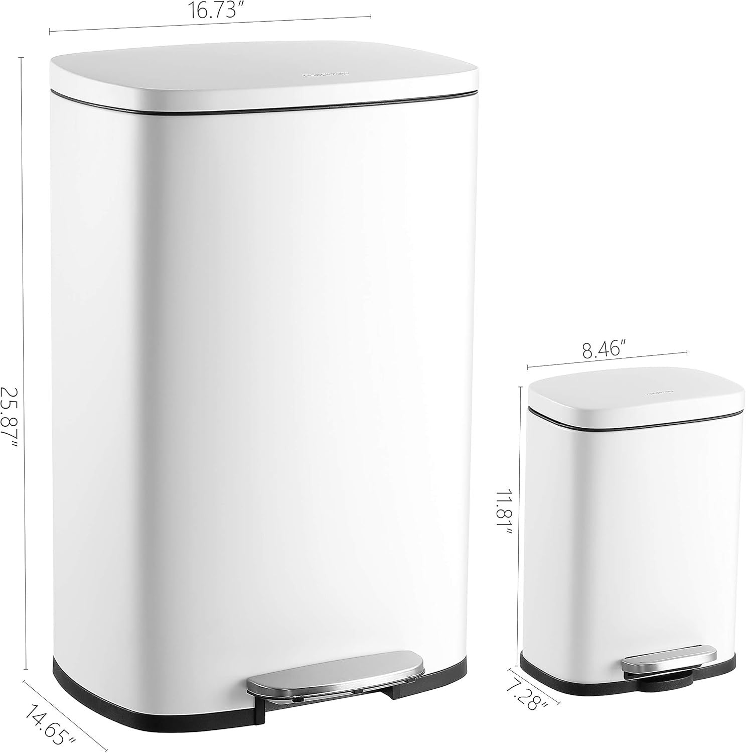 13 Gallon Kitchen Trash Can White + 1.3 Gal Mini Bin Set