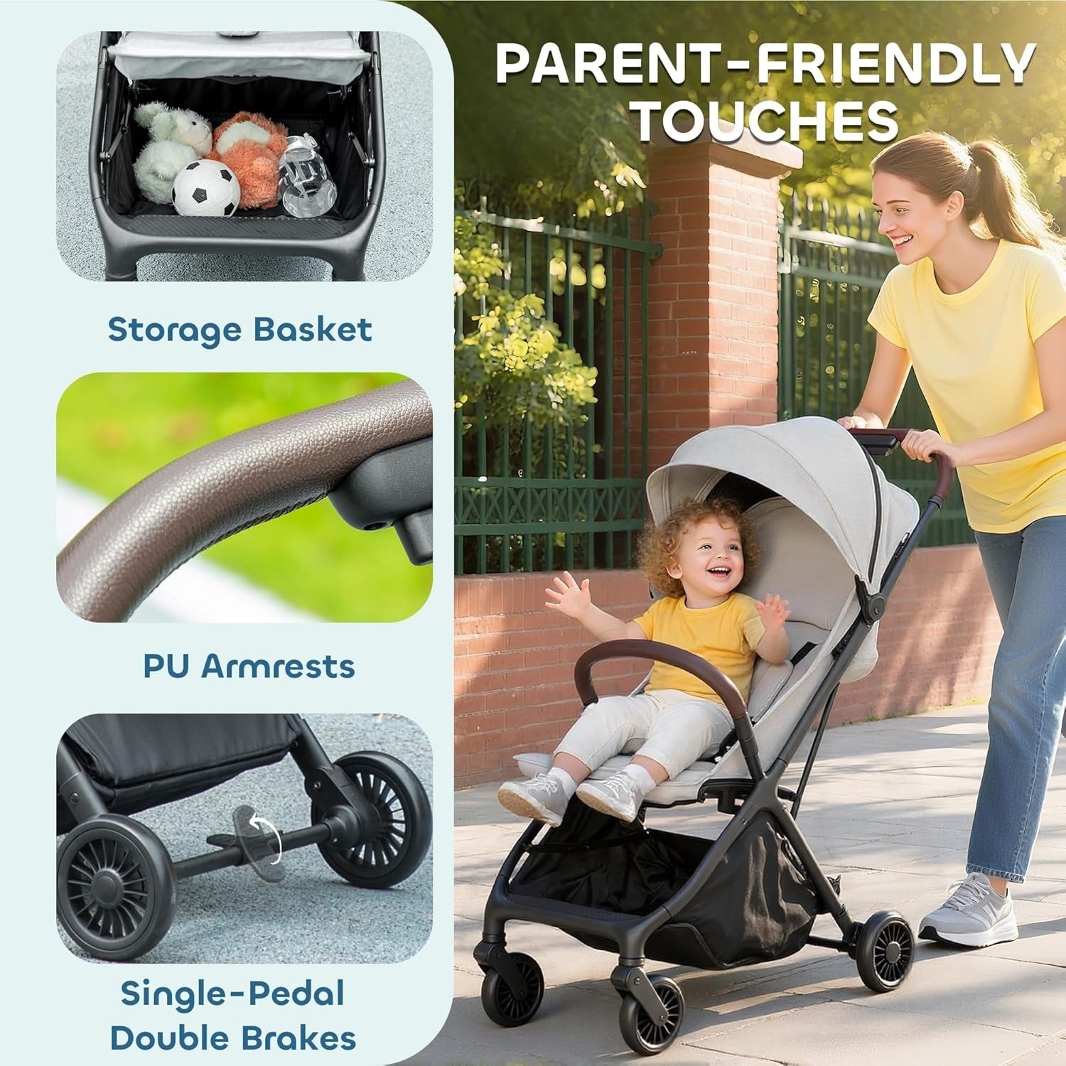 Lightweight Foldable Pushchair Stroller Newborn to 3 Years 6.3kg