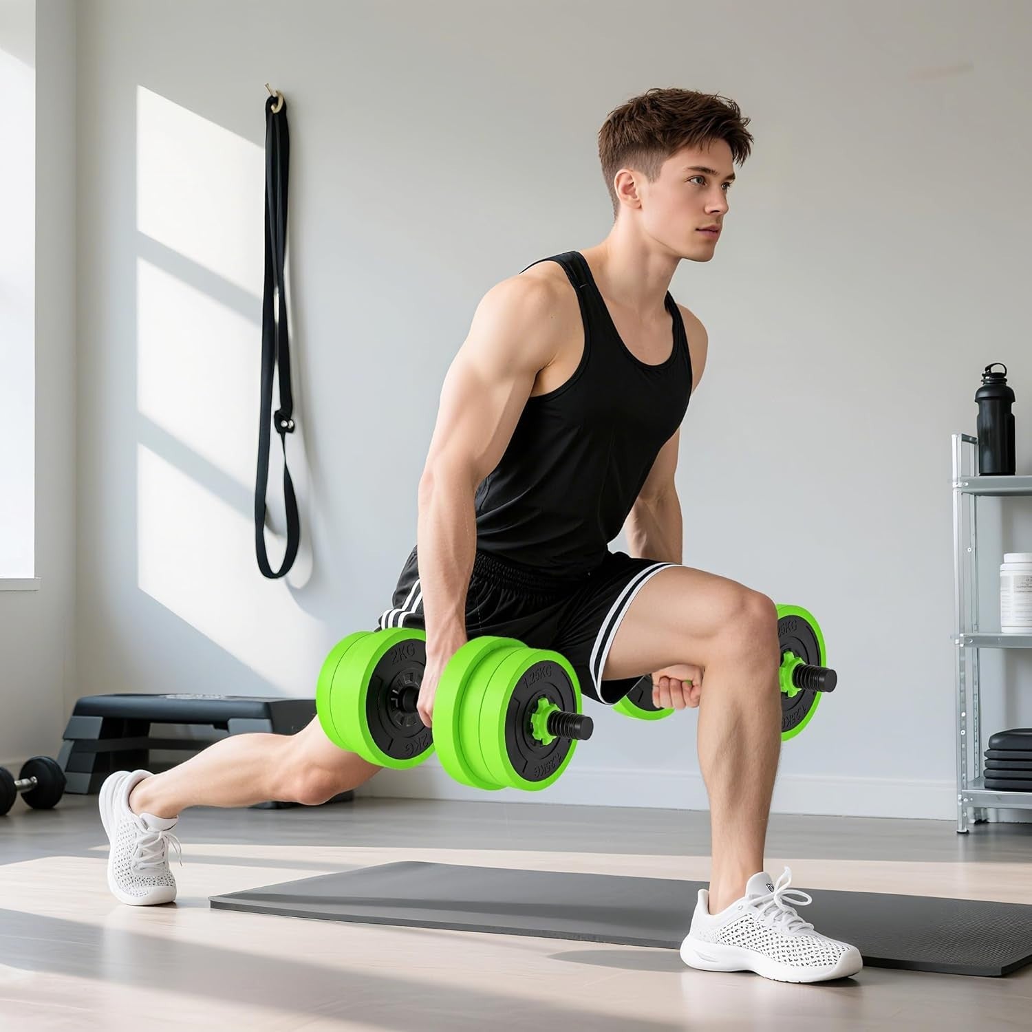 20kg Adjustable 6-in-1 Dumbbell Barbell Kettlebell Home Gym Weights
