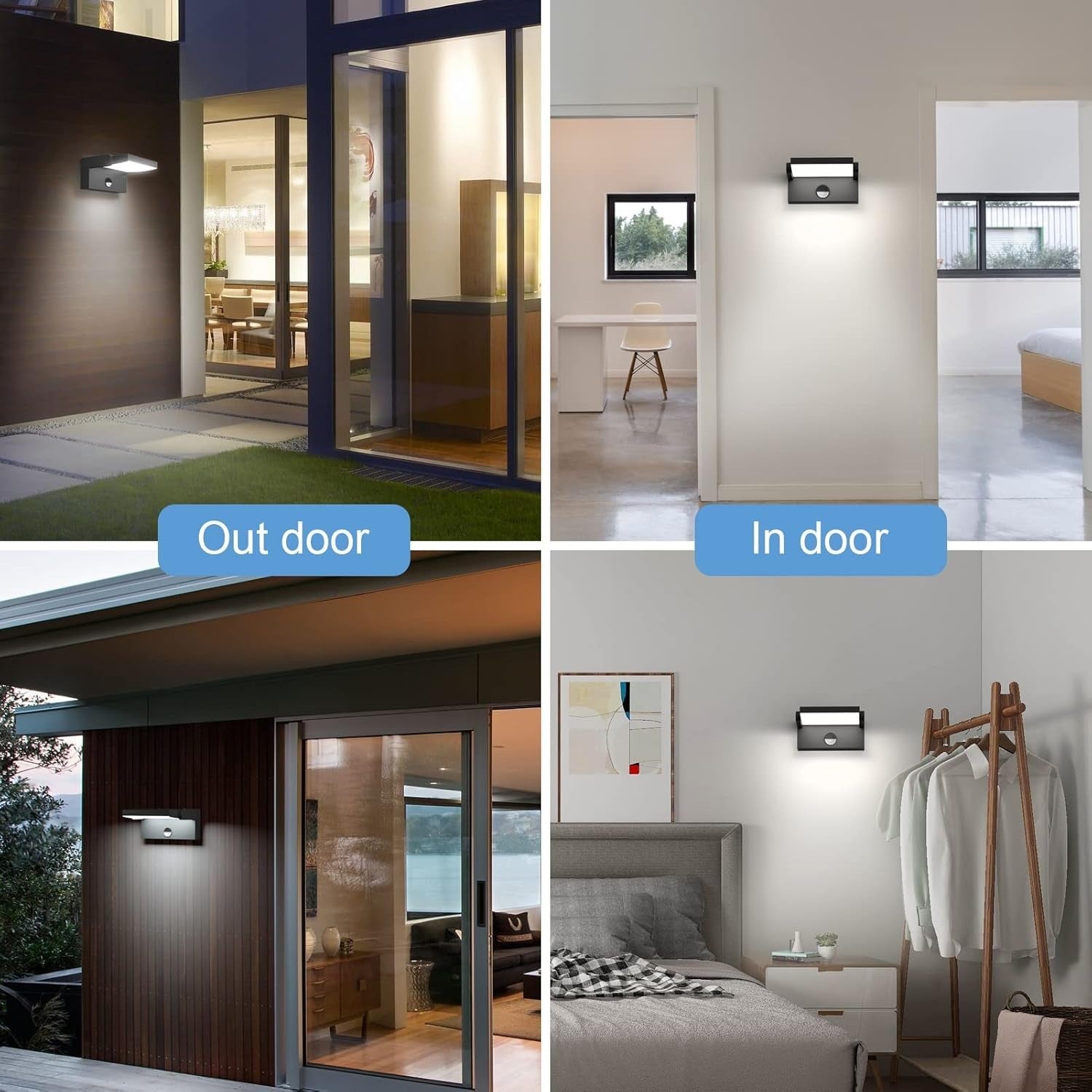 24W Motion Sensor Outdoor LED Wall Light Waterproof with Swivel Panel Cold White