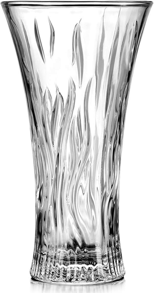 12 Inch Crystal Glass Flower Vase Tall Clear Modern Table Centerpiece Decor