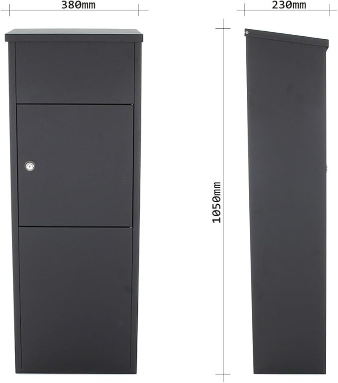 Lockable Parcel Mailbox Steel Post Box Secure Drop Slot Large Capacity