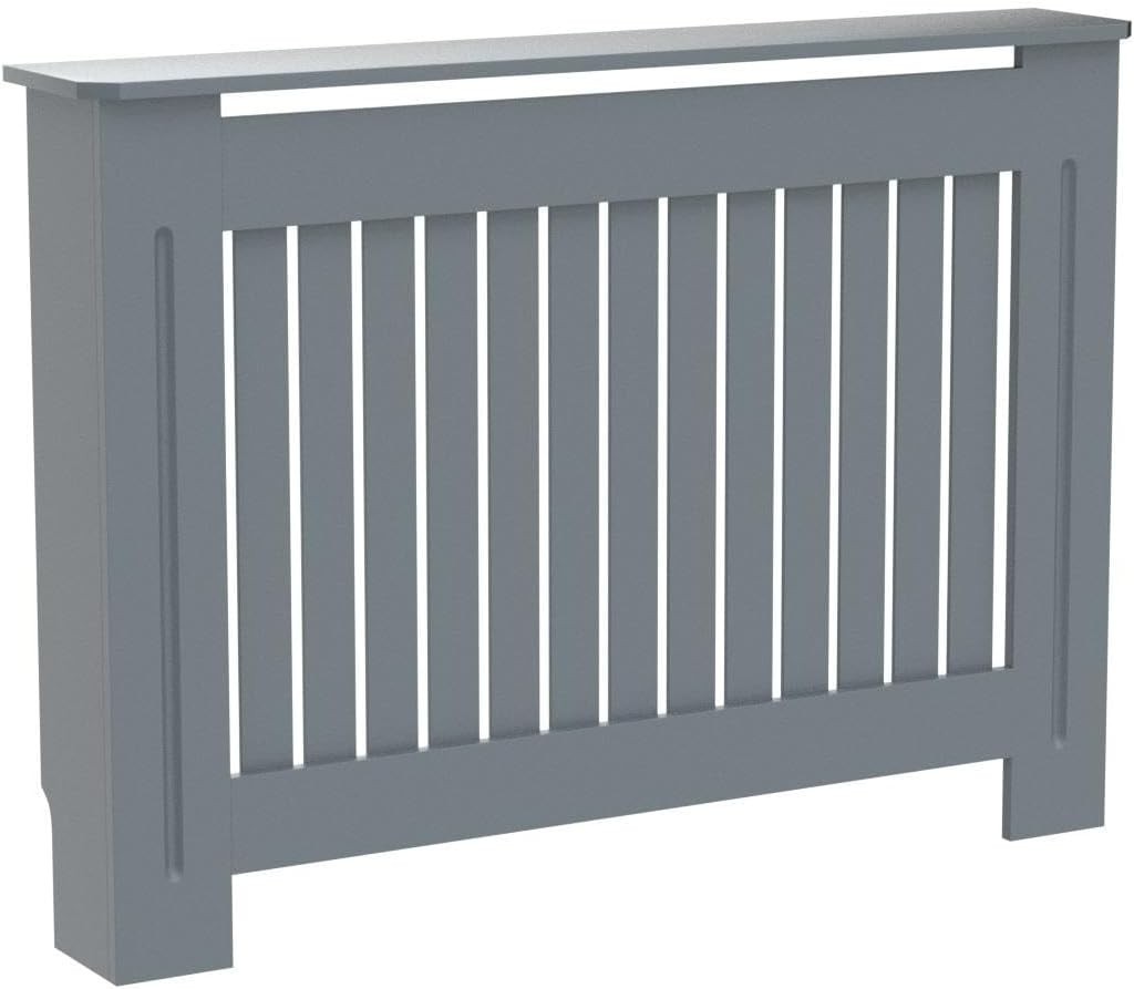 Medium Grey Radiator Cover Cabinet | Modern Vertical Slatted MDF Heater Cover