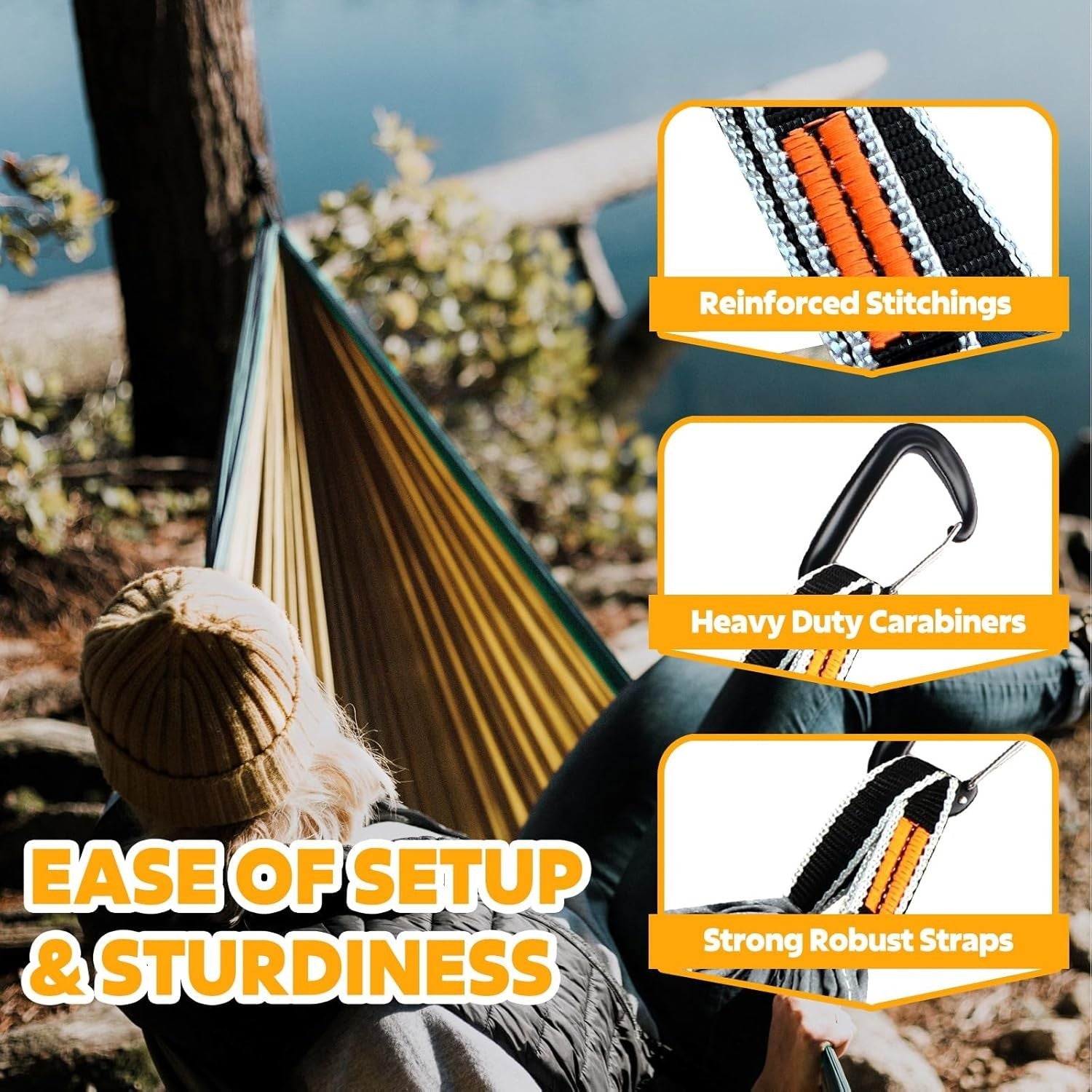 Camping Hammock 300kg Ultra-Light 300x200cm Nylon Quick Dry Travel Bed