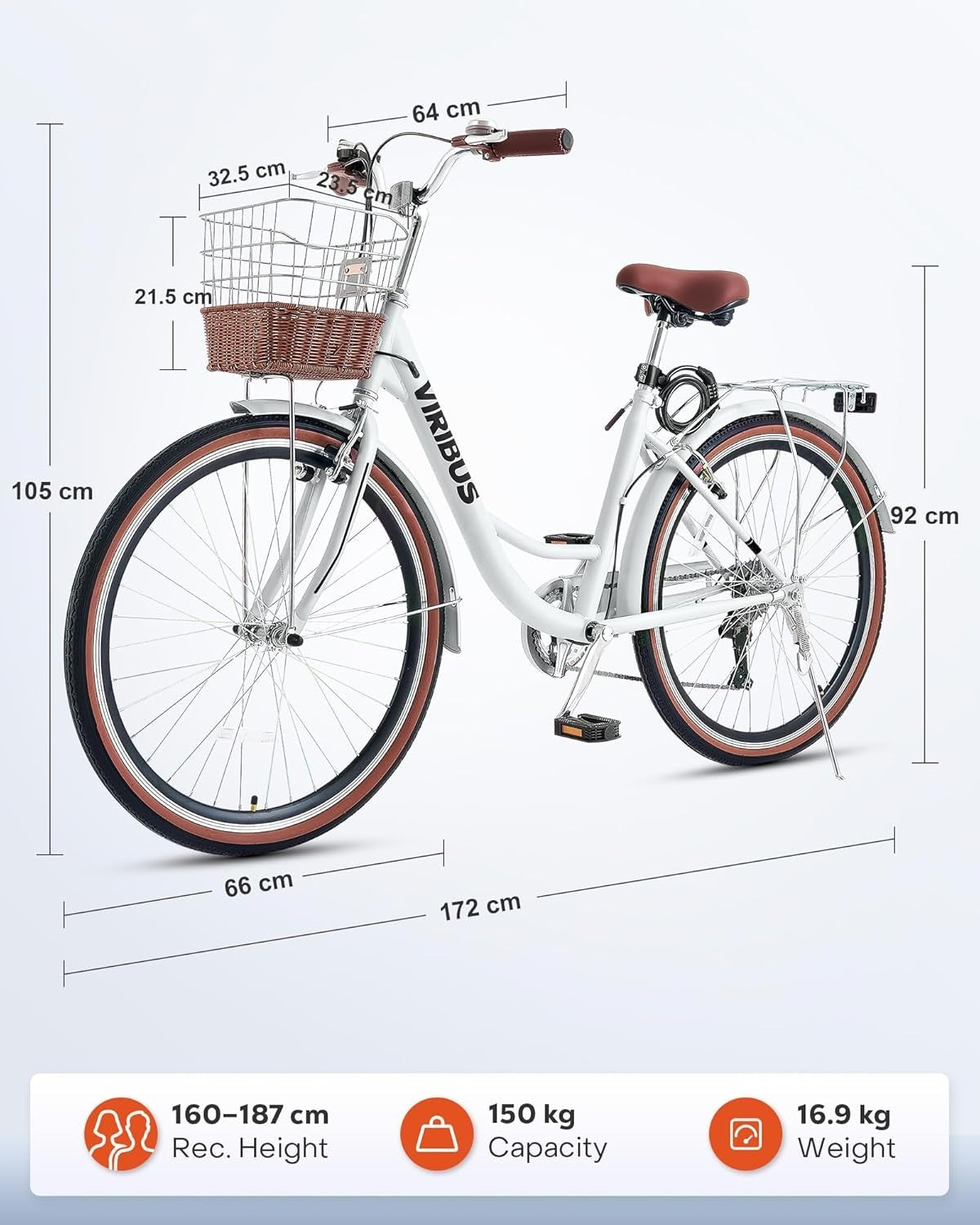 Comfort Cruiser Bike for Women - 7-Speed Commuter with Basket & Step-Through